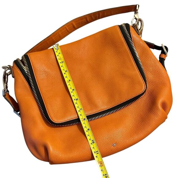 Anya Hindmarch Maxi Leather Large Shoulder Bag Crossbody Hobo Top Handle Orange - Picture 13 of 15